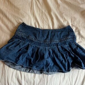 American Eagle Outfitters Blue Mini Skater Skirt with Ruffled Design
